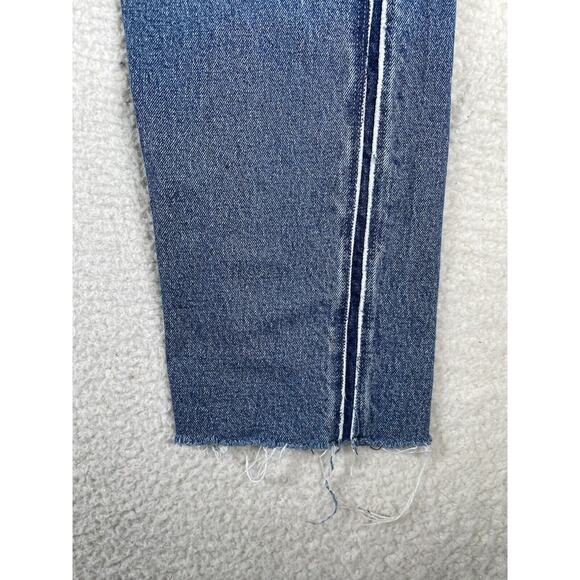 Levis 512 Jeans Mens 32x32 Blue Raw Hem Seams Faded 5 Pocket Distressed - Picture 4 of 16